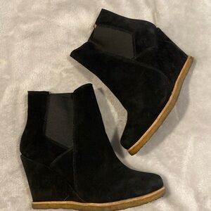 Black suade wedge booties